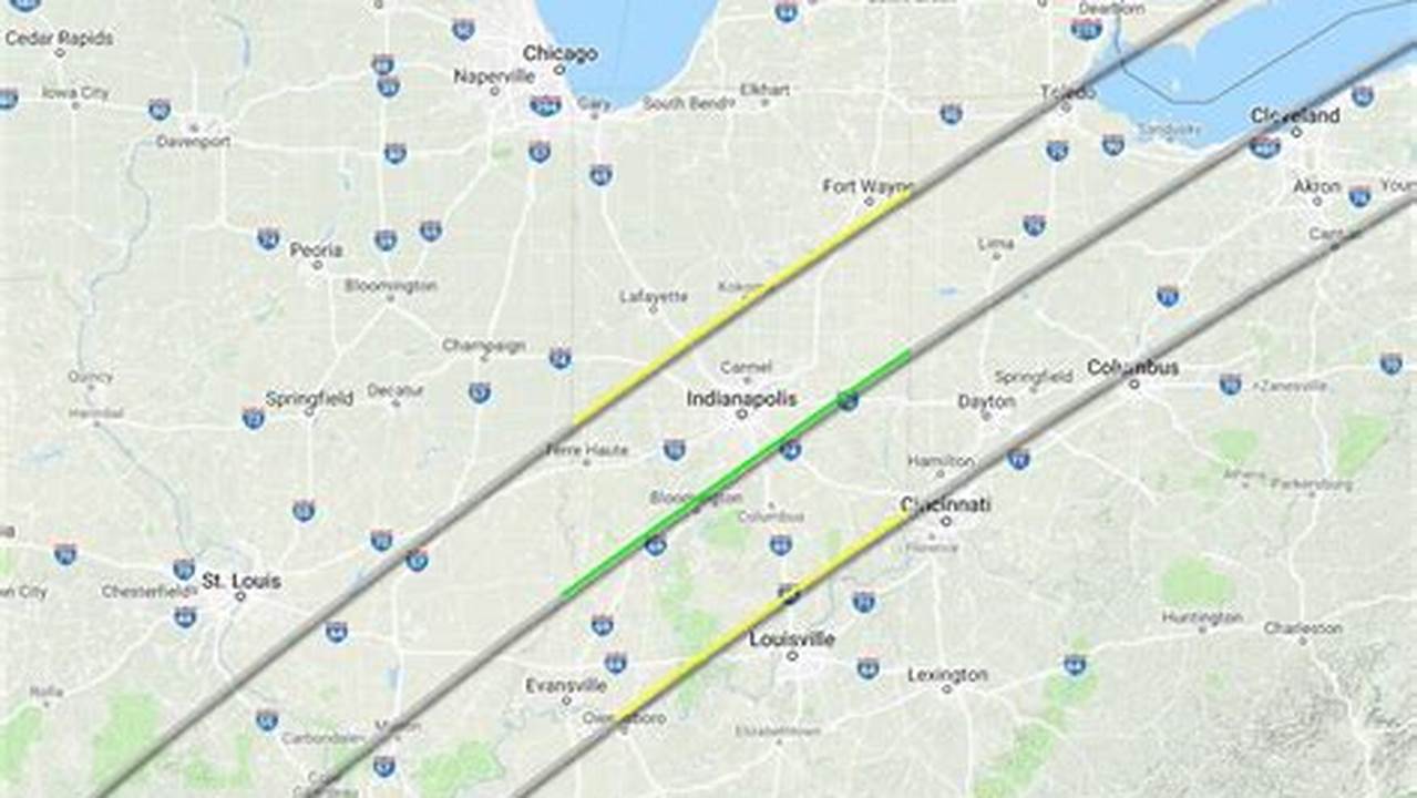The Grey Lines Show The Path Of Totality Entering And Exiting Ohio., 2024