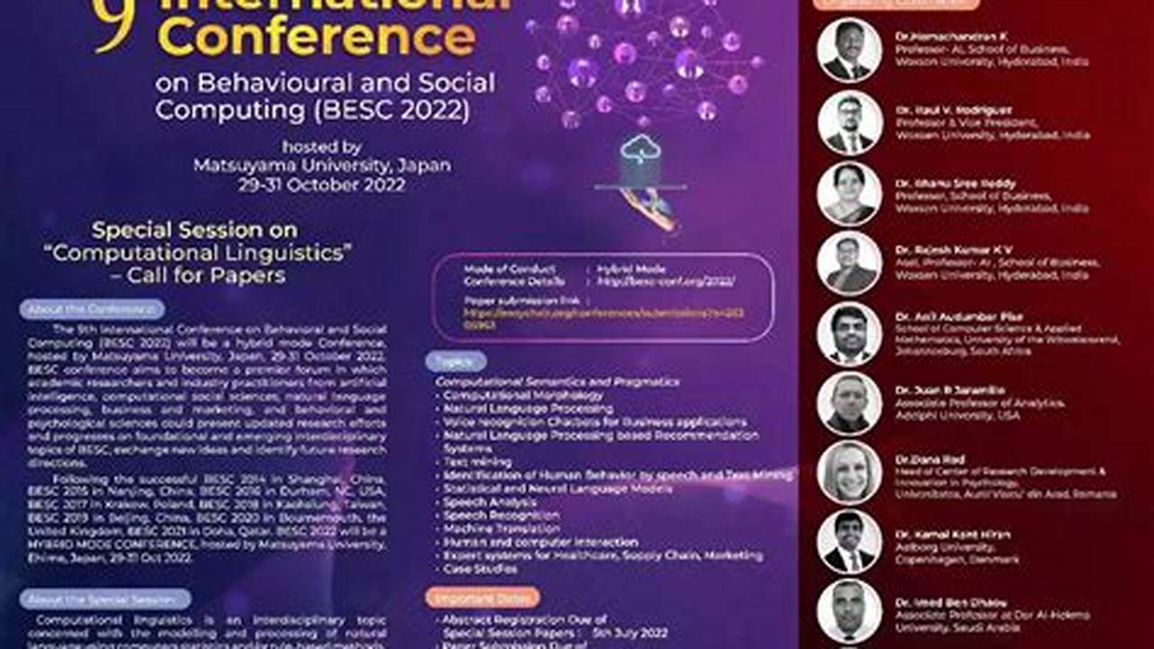 The International Conference On Behavioural And Social Computing (Besc) Is A Major International Forum That Brings Together Academic Researchers And Industry Practitioners From Artificial Intelligence, Computational Social Sciences, Natural Language Processing, Business And Marketing, And Behavioural., 2024