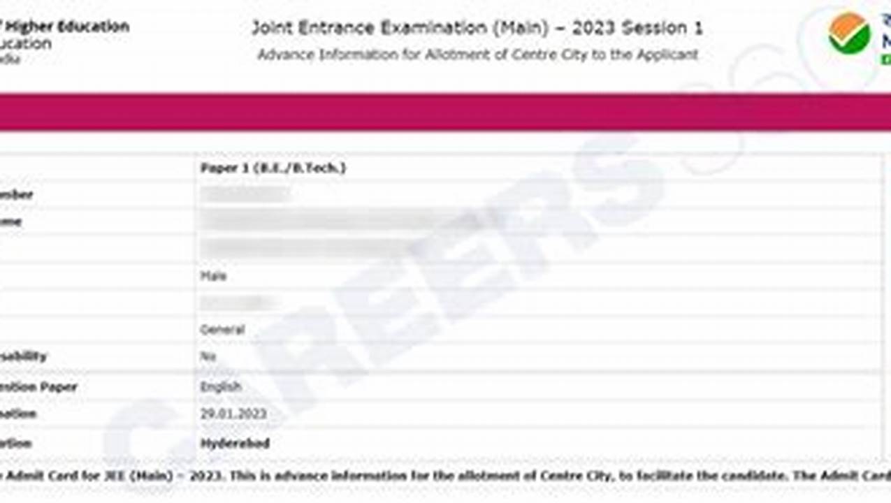 The National Testing Agency (Nta) Will Soon Release The City Intimation Slips Of The Joint Entrance Examination (Jee) Main 2024 Session 2 Exams., 2024