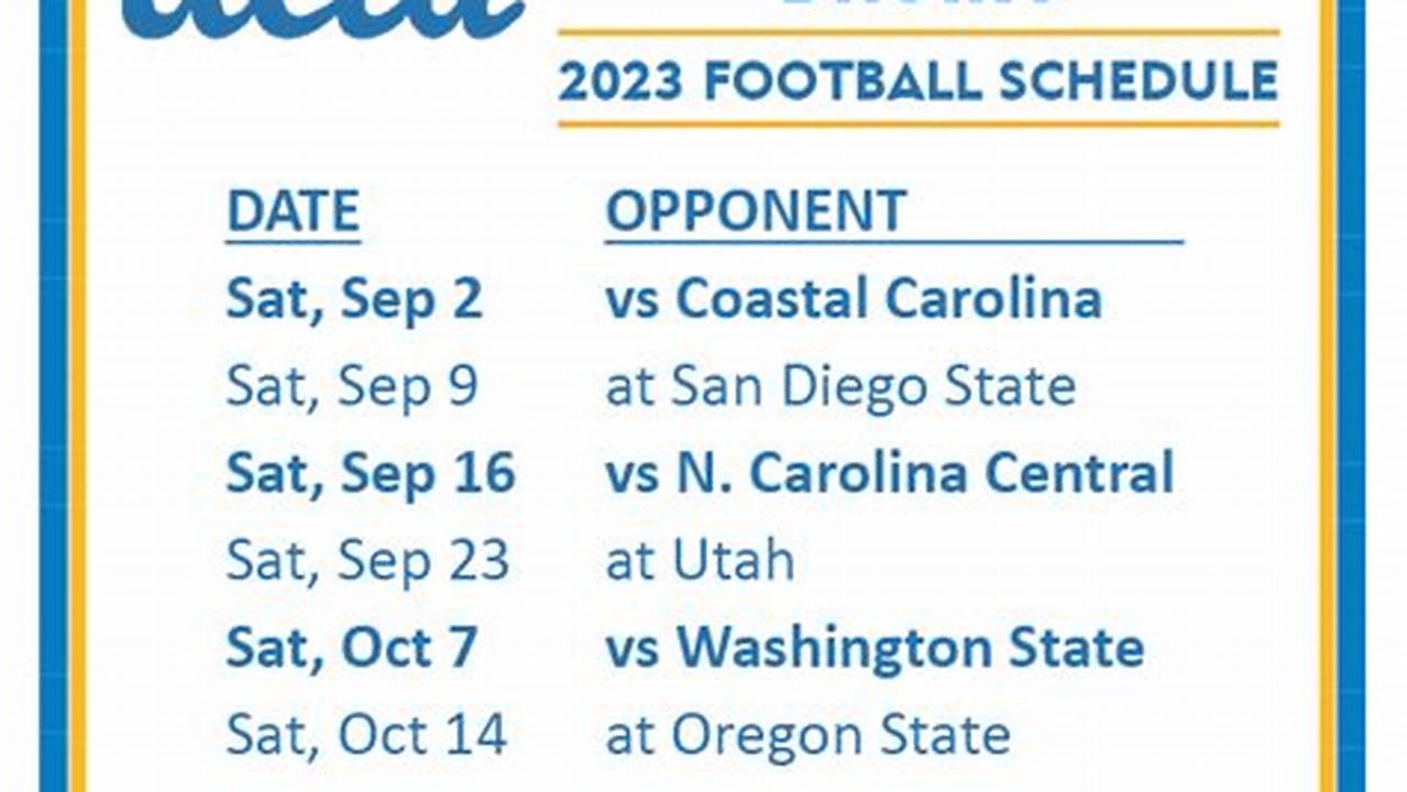 The Official 2024 Football Schedule For The Ucla Bruins., 2024