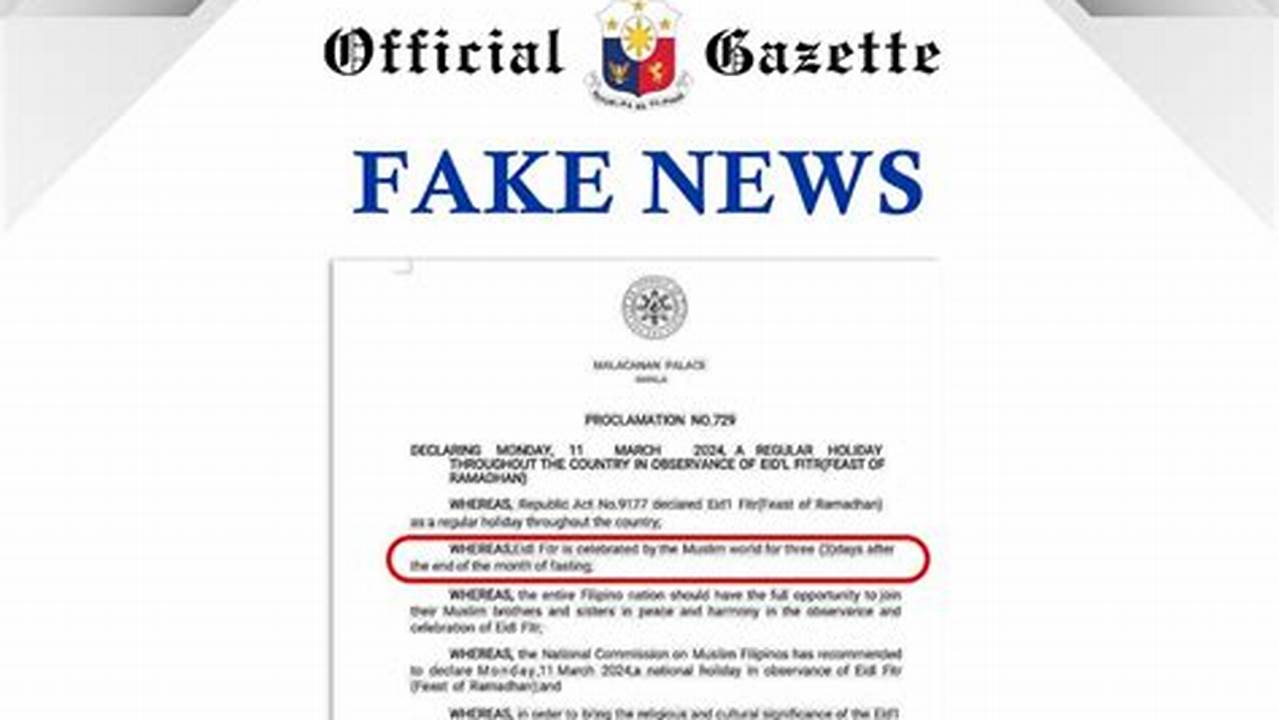 The Official Gazette Clarified That A Document Labeled Proclamation No., 2024