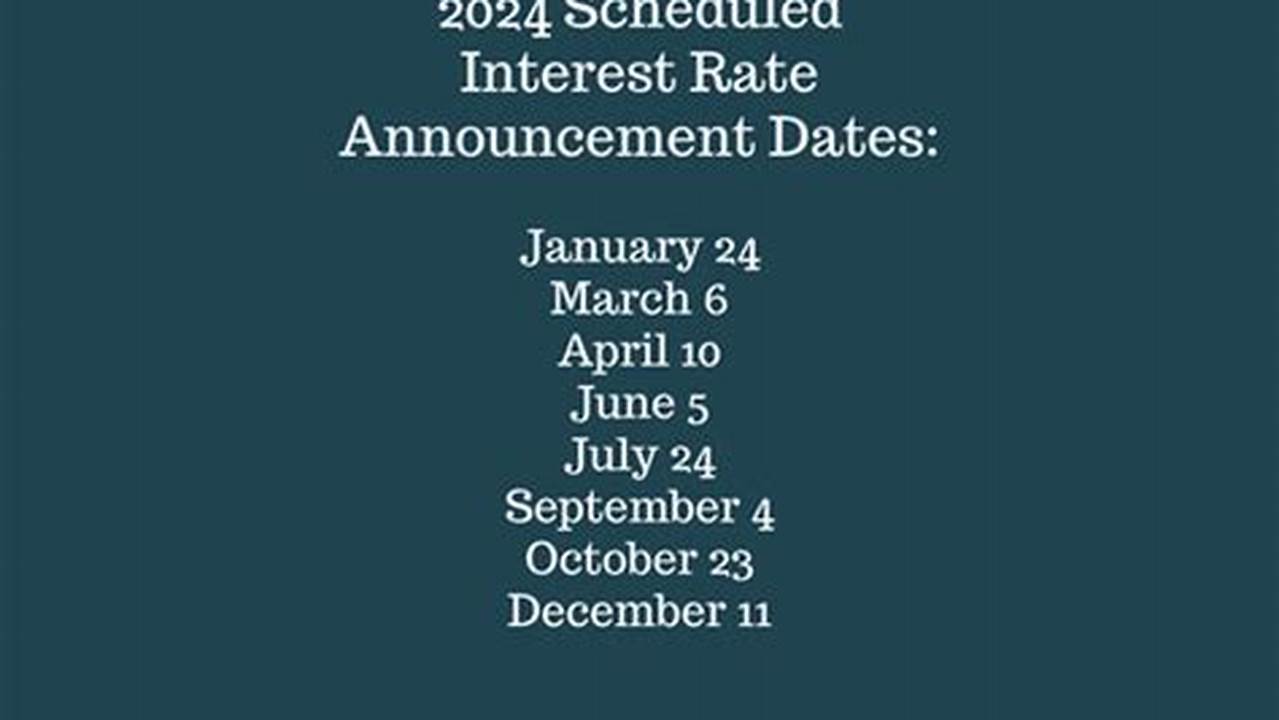 The Scheduled Dates For The Interest Rate Announcements For 2024 Are As Follows, 2024