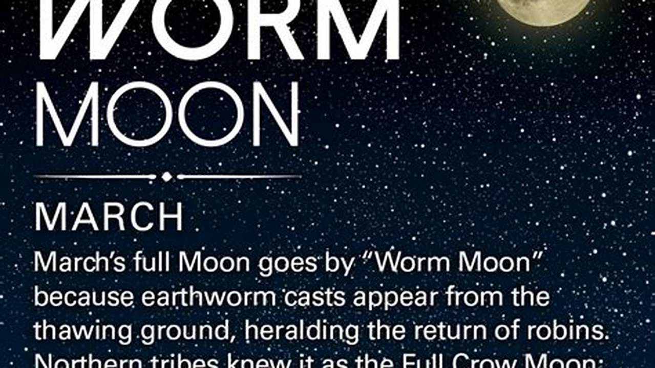 The Worm Moon Is A Traditional Name For The March Full Moon, So The Next Full Worm Moon After March 25, 2024, Will Occur On March 14, 2025, At., 2024