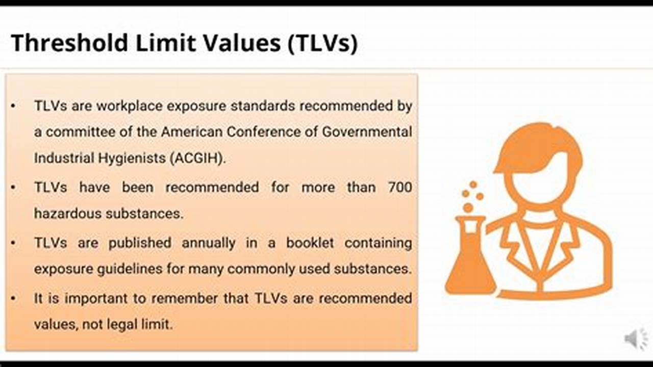 Threshold Limit Value (Tlv) Occupational Exposure Guidelines Are Recommended For More Than 700 Chemical Substances., 2024