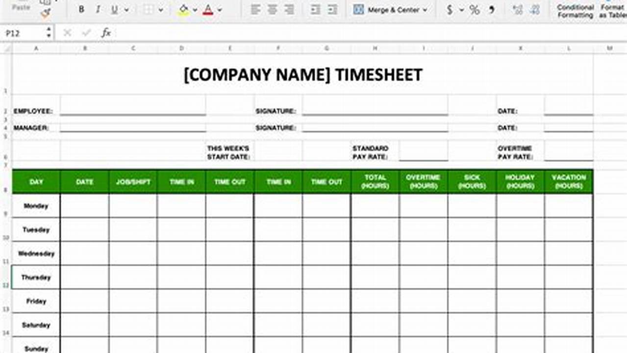 Time, Excel Templates