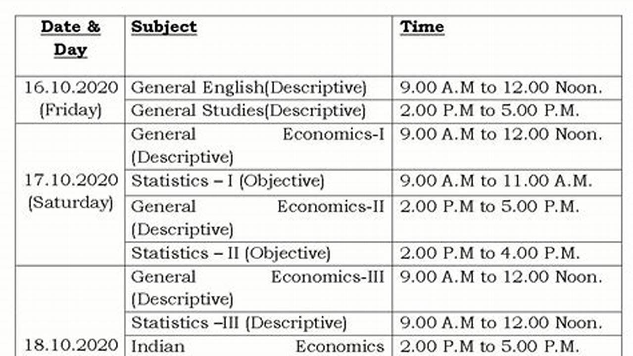 Time Table For Upsc 2024