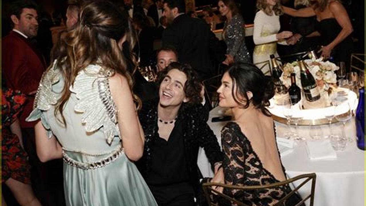 Timothée Chalamet And Kylie Jenner Were Seen Sharing A Kiss From Their Seats At The 2024 Golden Globe Awards At The The Beverly Hilton In Los Angeles., 2024