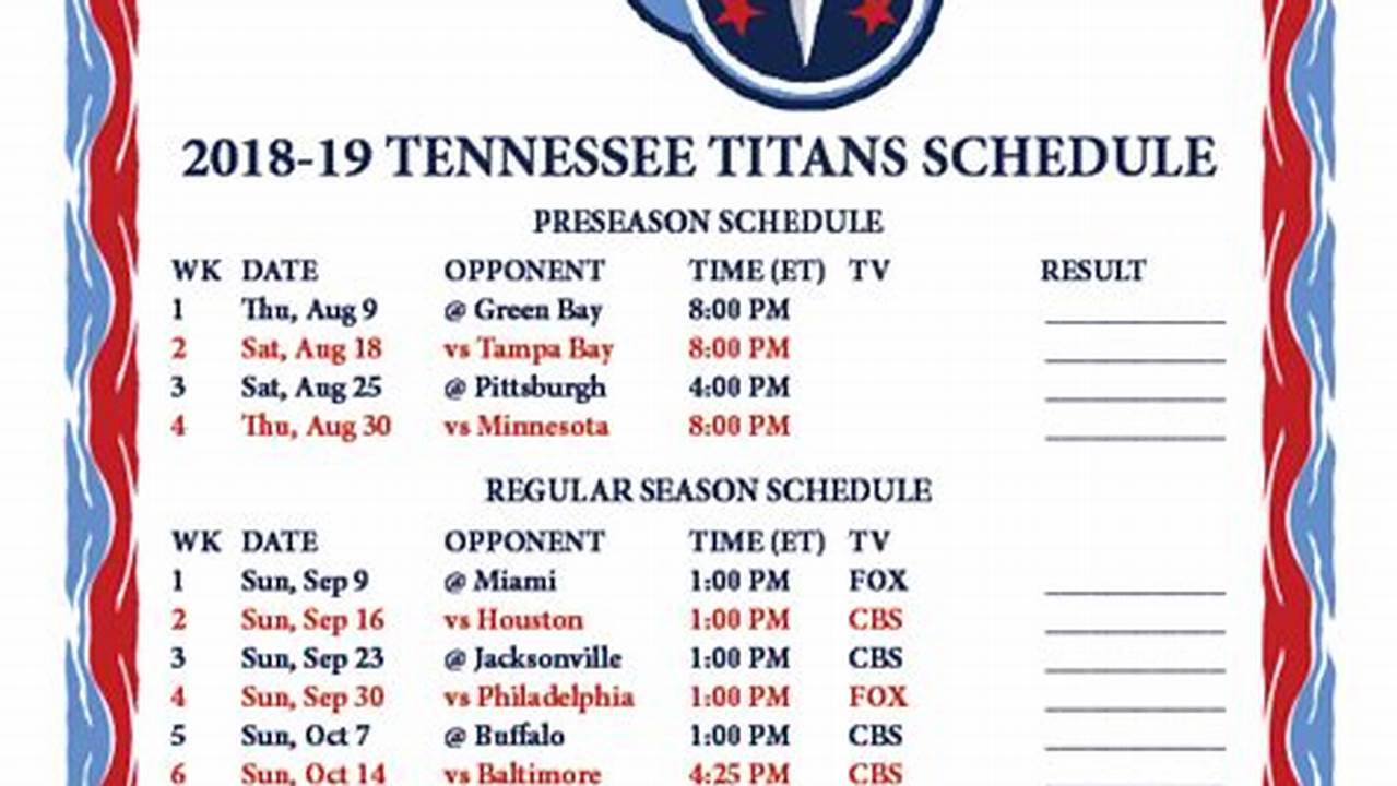 Titans Pre Season Schedule 2024