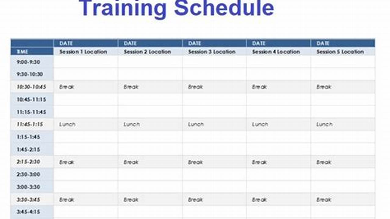 Training Schedule Calendar