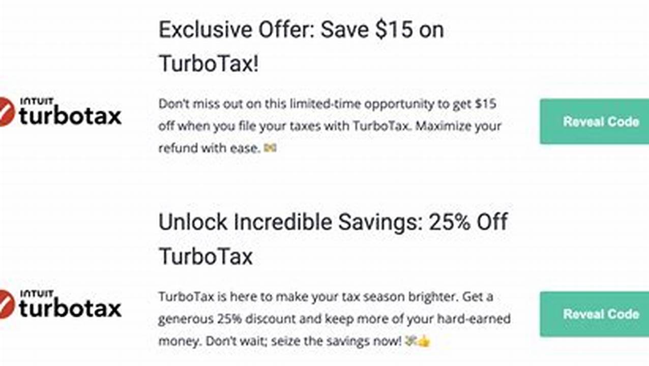 Turbotax Coupon For 25% Off Online Services, 2024