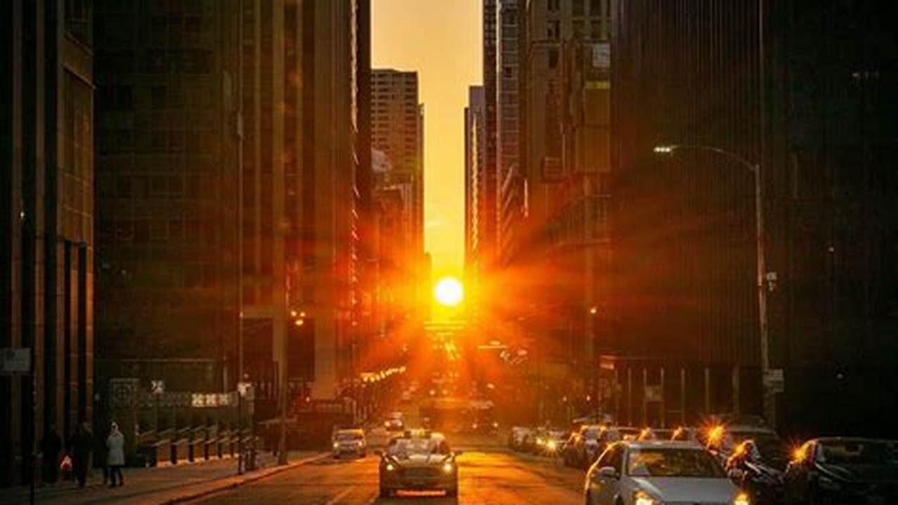 Twice A Year, On The Fall And Spring Equinoxes, The Sun Sets Perfectly Framed By Chicago&#039;s Skyscrapers., 2024