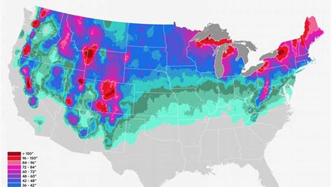 U.S. Snowfall Map 2024