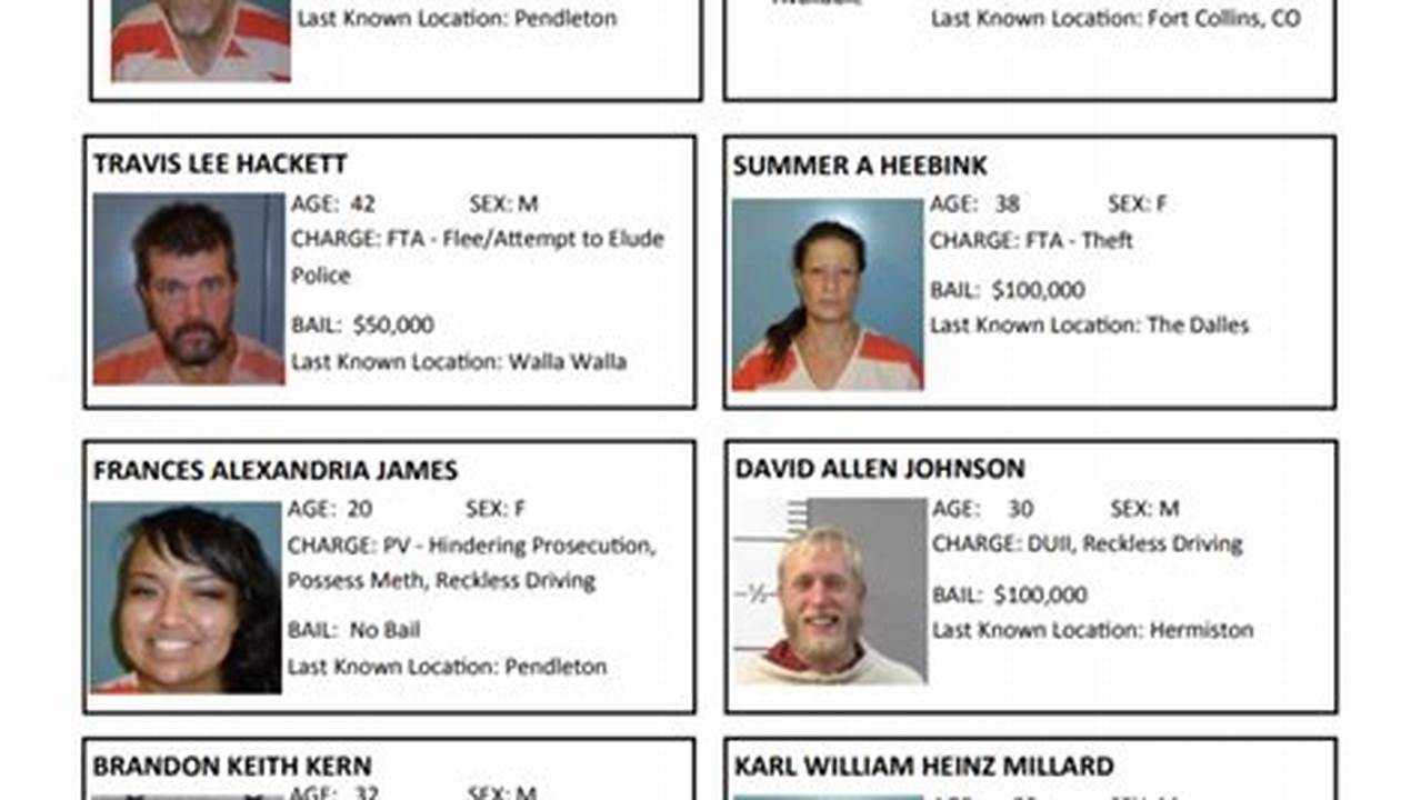 Umatilla County Most Wanted 2024 Warrants