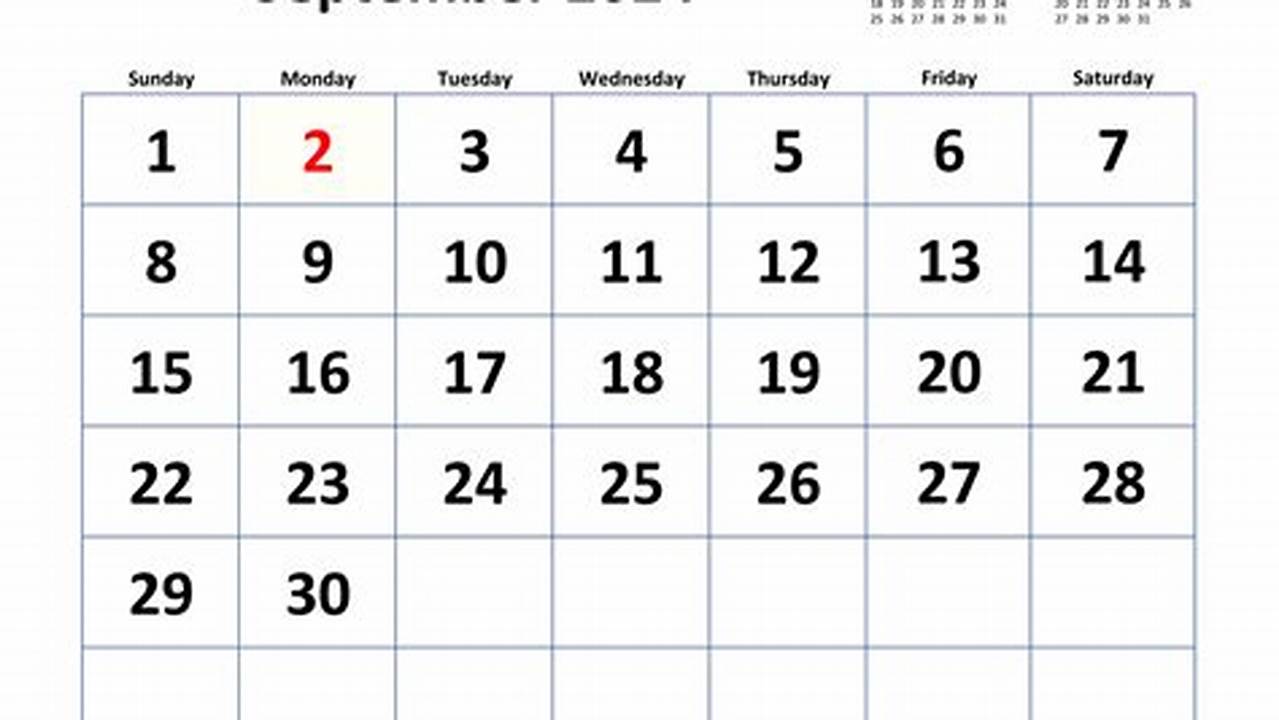 United States 2024 September Calendar Printable Pdf Download