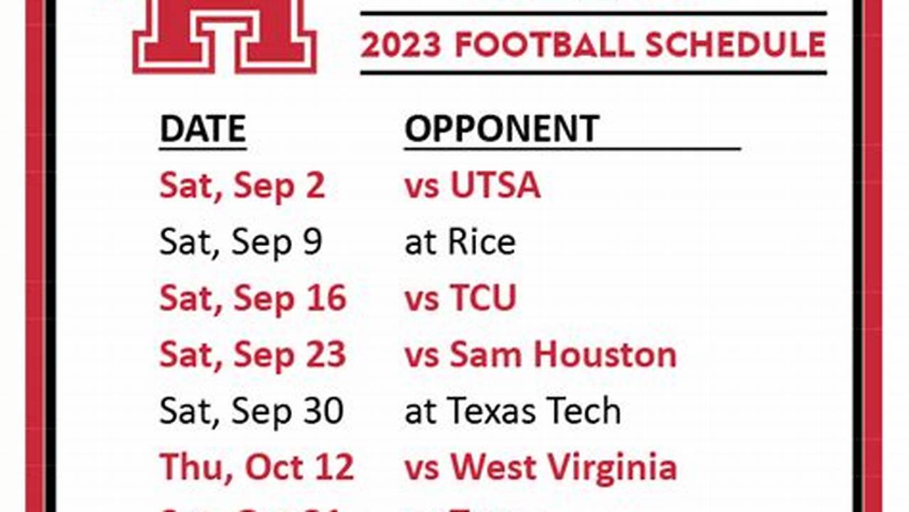 University Of Houston Football Schedule 2024