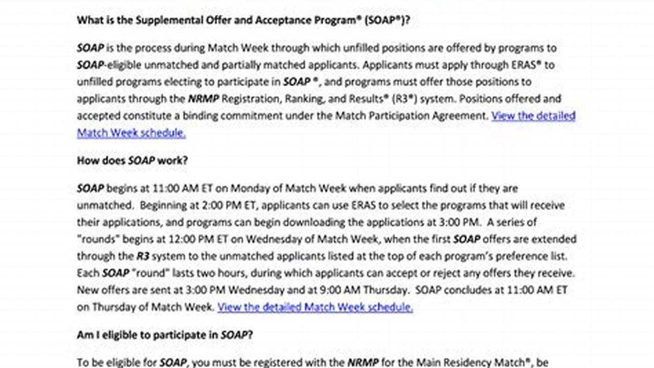 Unmatched Or Partially Matched Applicants May Participate In The Nrmp’s Supplemental Offer And Acceptance., 2024