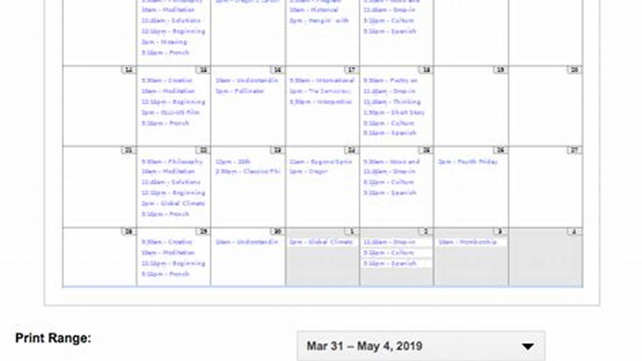 Uo Calendar Of Events