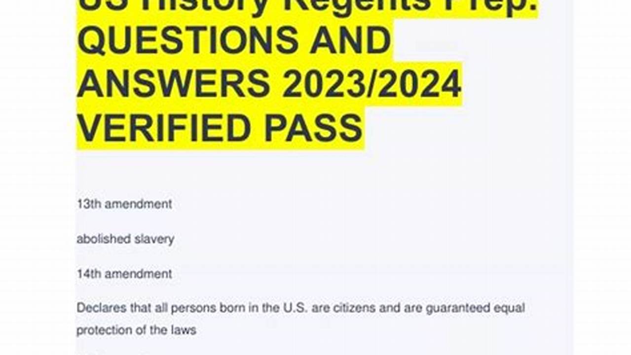 Us History Regents 2024 Questions
