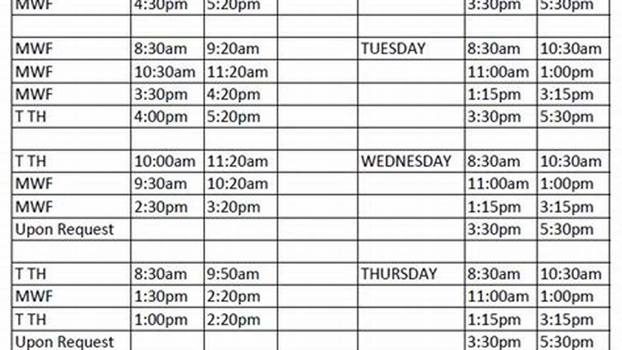 Uta Spring 2024 Final Exam Schedule