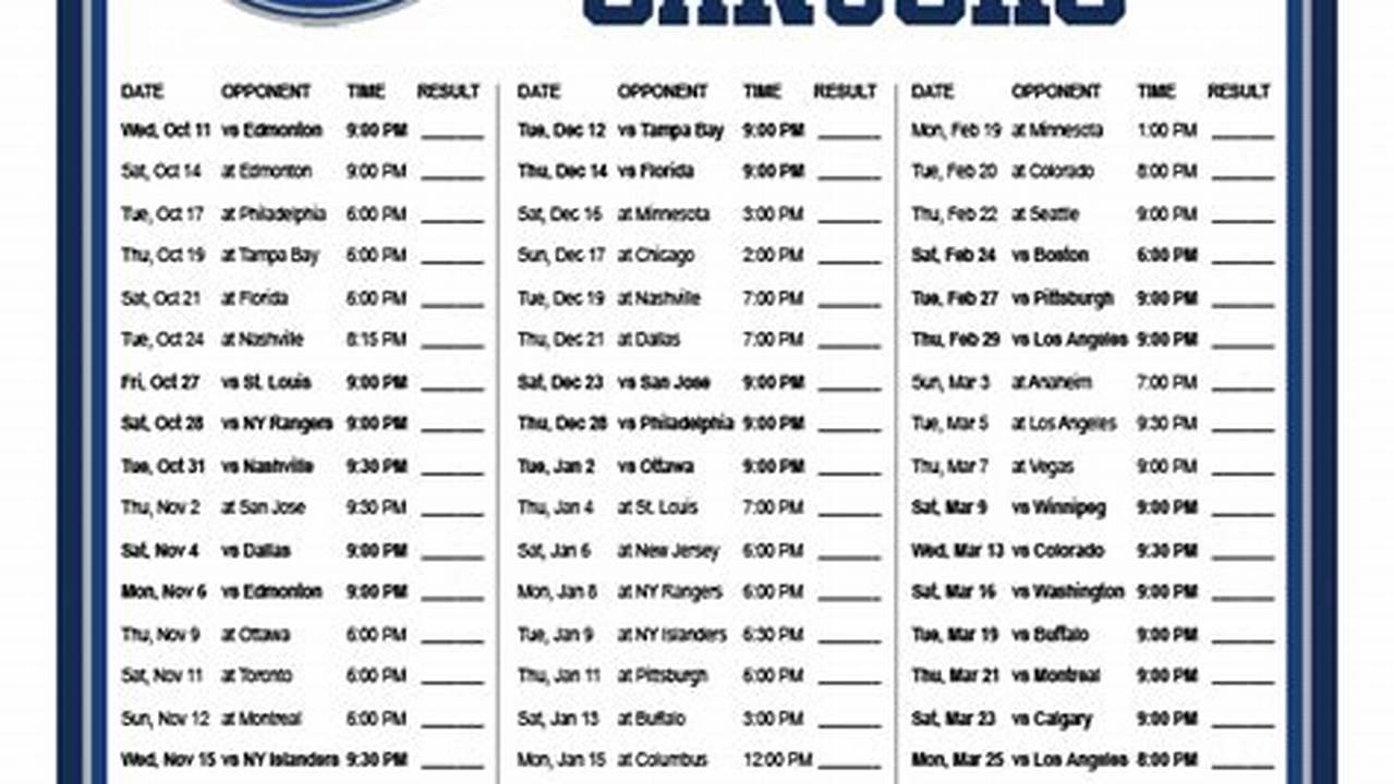Vancouver Canucks Schedule 2024-24