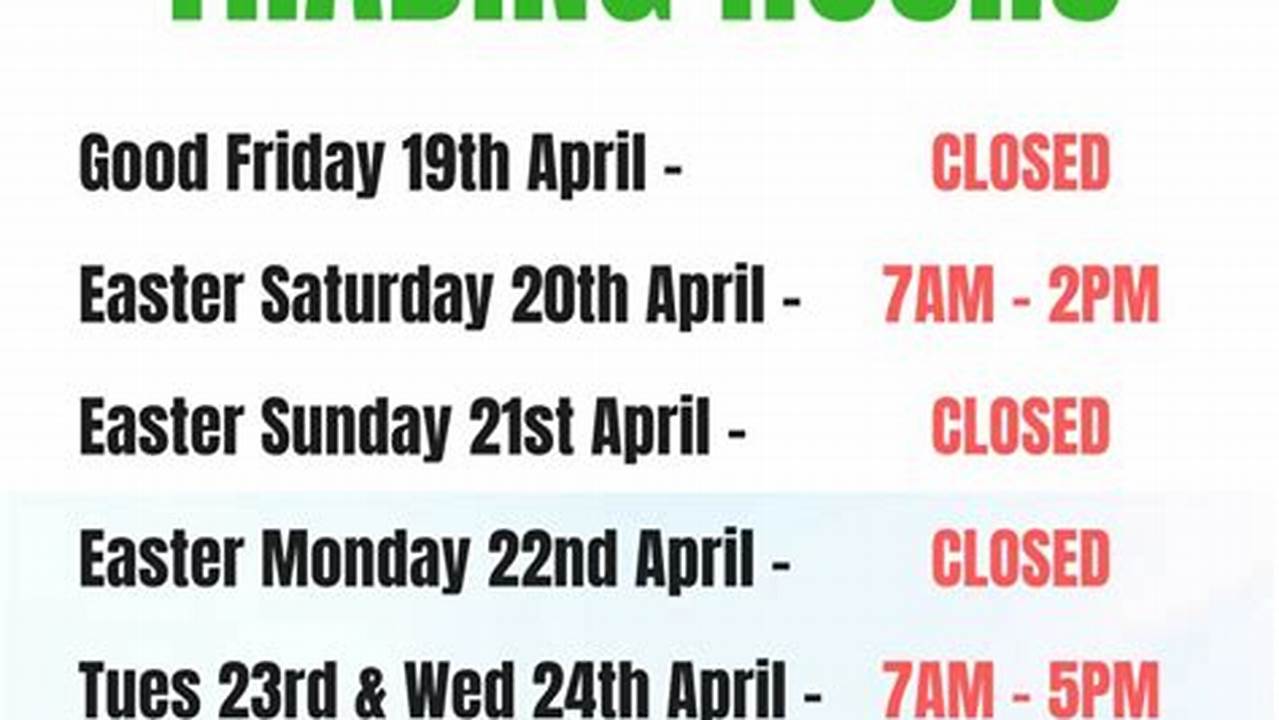 Victoria Easter Holiday Trading Hours., 2024