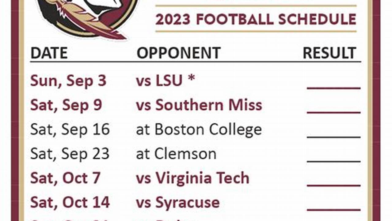 View The 2024 Florida State Football Schedule At Fbschedules.com., 2024