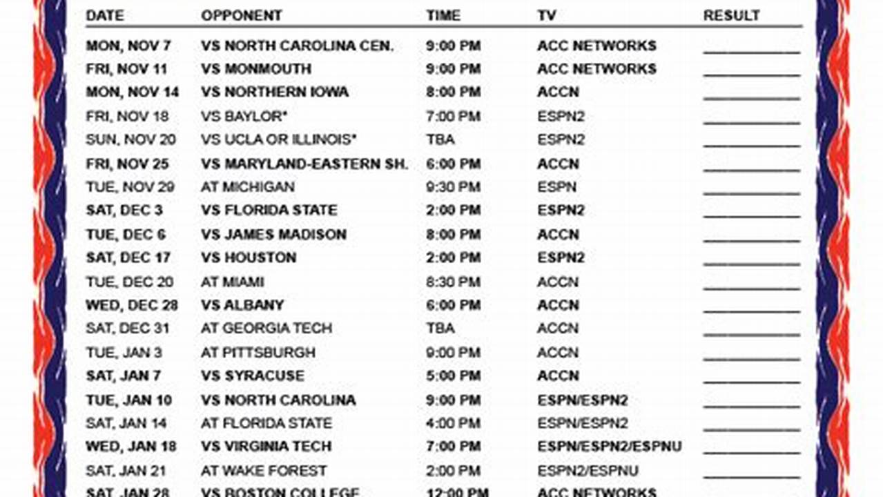 Virginia Basketball Schedule 2024