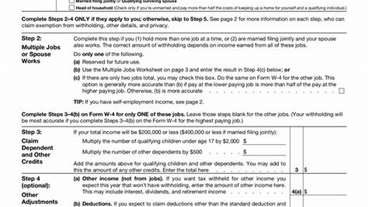 W4 Form 2024 Printable Free Printable Pdf