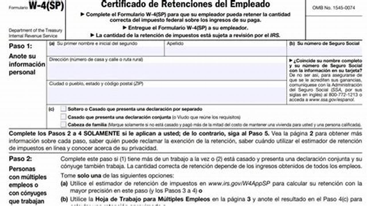 W4 Form 2024 Printable Spanish
