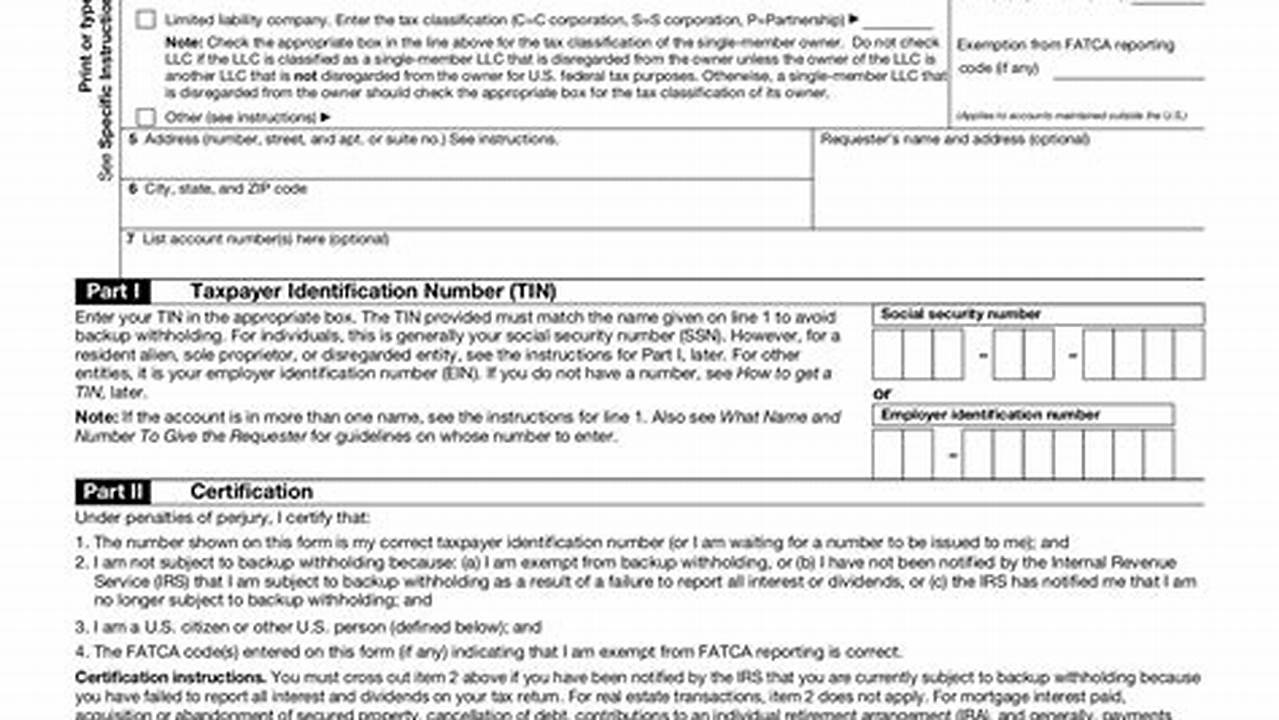 W9 Tax Form 2024 Printable Pdf
