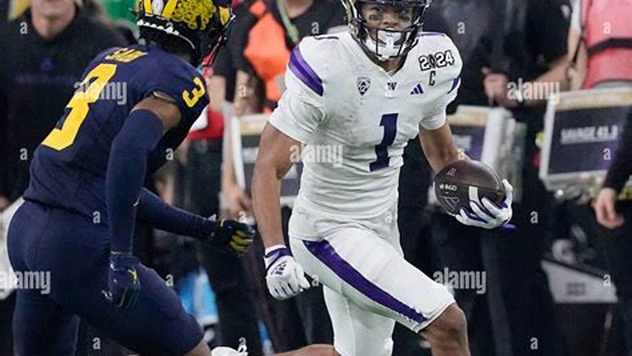 Washington Wide Receiver Rome Odunze Runs Against Michigan During The First Half Of The National Championship Game At Nrg Stadium In Houston, Texas On Monday, Jan., 2024