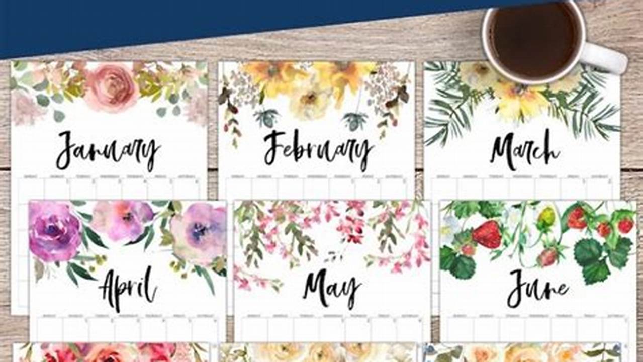 We Are Delighted To Present Our Floral Calendar 2024, Completely Free And Ready For Immediate Printing!, 2024