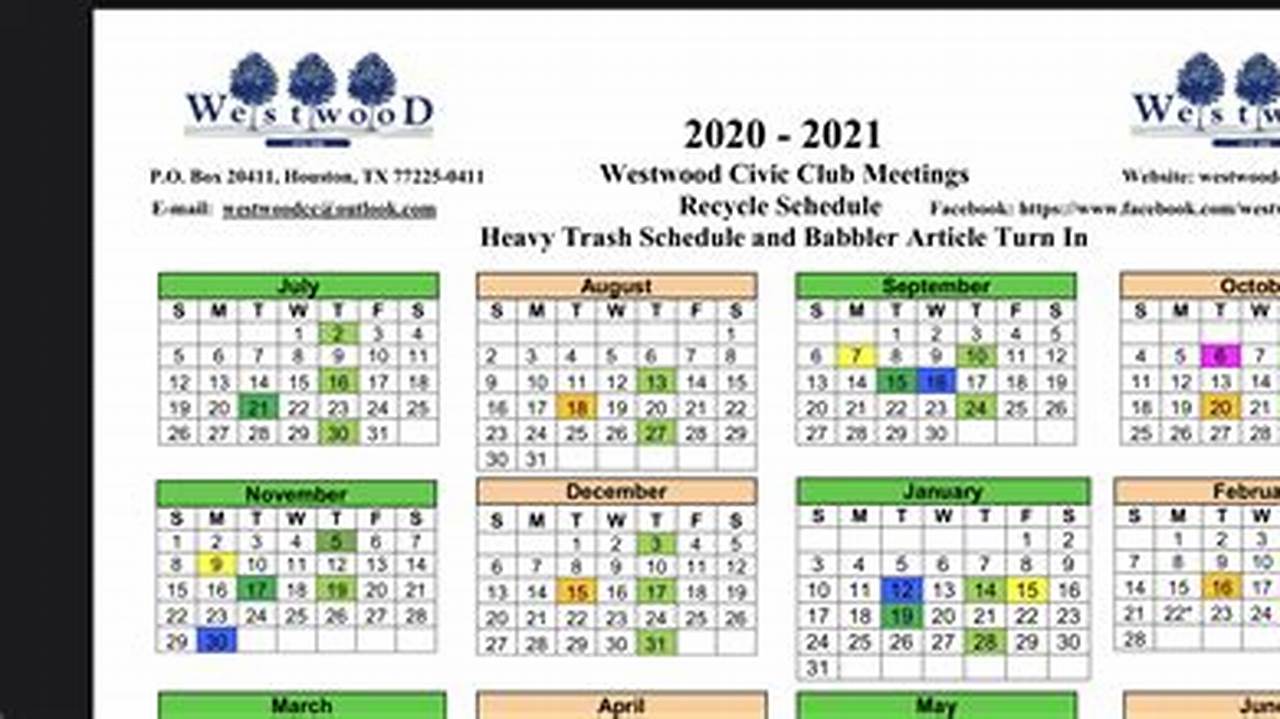 Westwood Calendar 2024