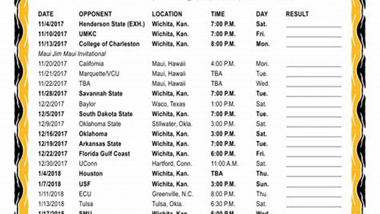 Wichita State University Basketball Schedule 2024