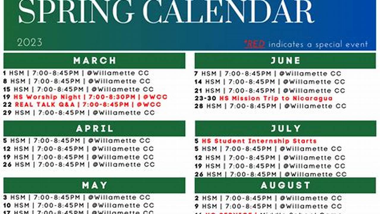 Willamette School Calendar