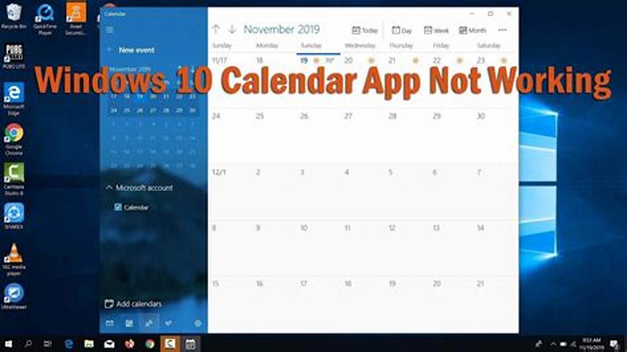Windows 10 Calendar Crashing