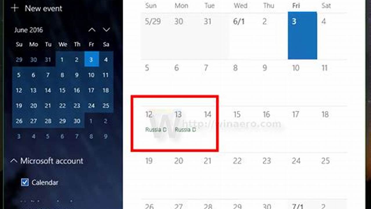 Windows 10 Calendar Holidays
