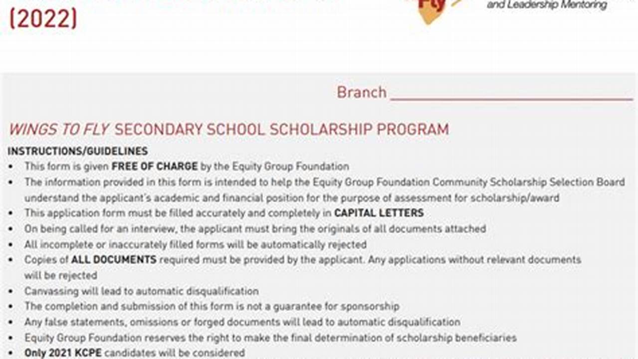 Wings To Fly 2024 Scholarship Form Pdf