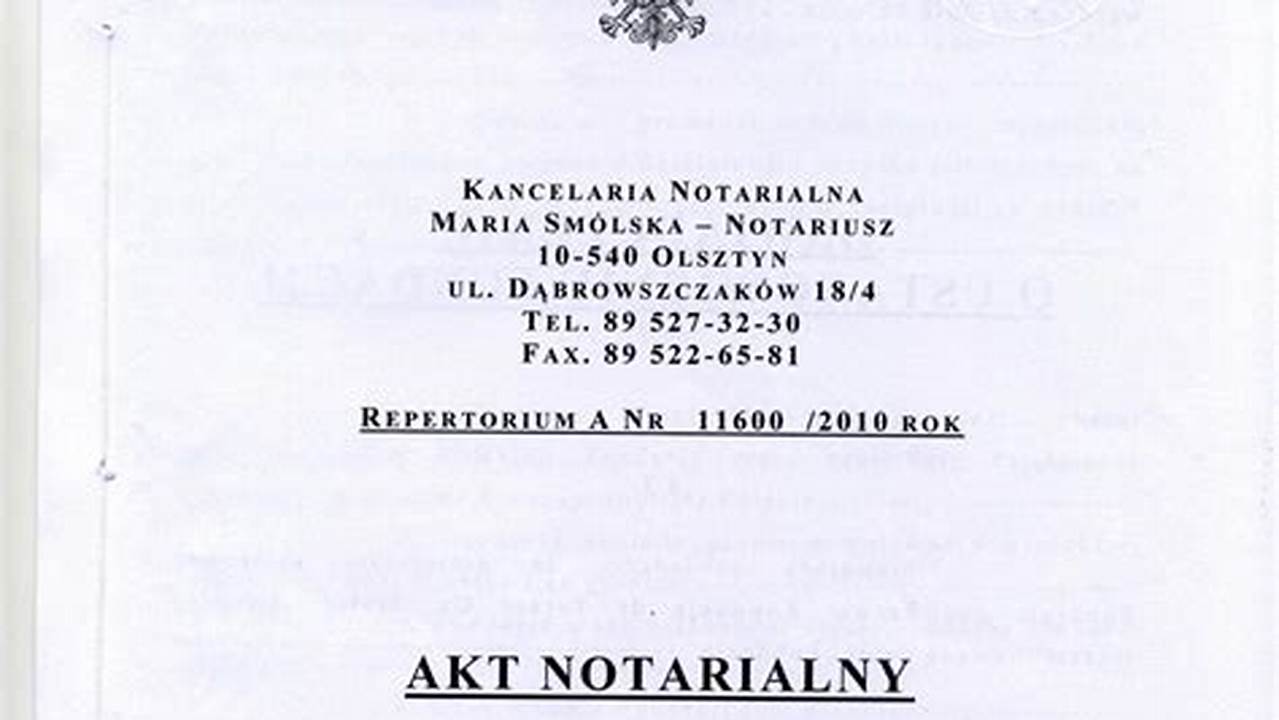 Wydział Ochrony Środowiska Dokument Do Aktu Notarialnego