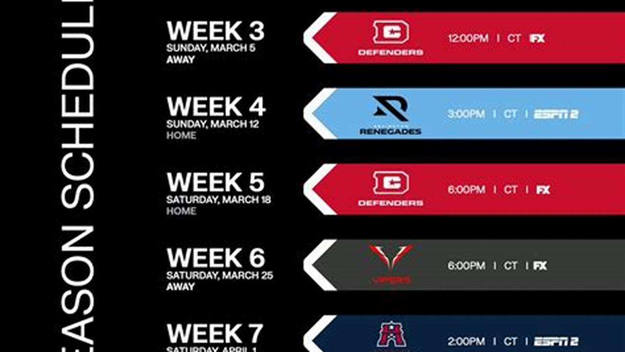 Xfl Schedule 2024