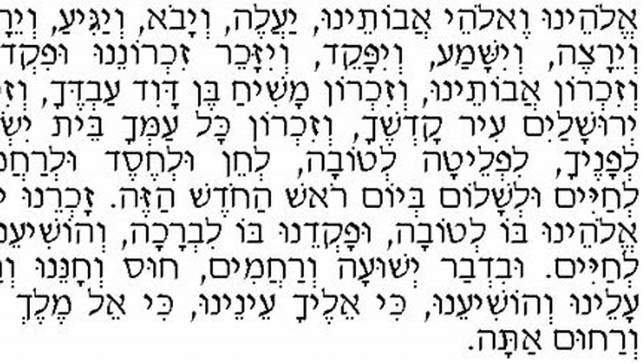 Yaaleh Veyavo Insert In The Amidah., 2024