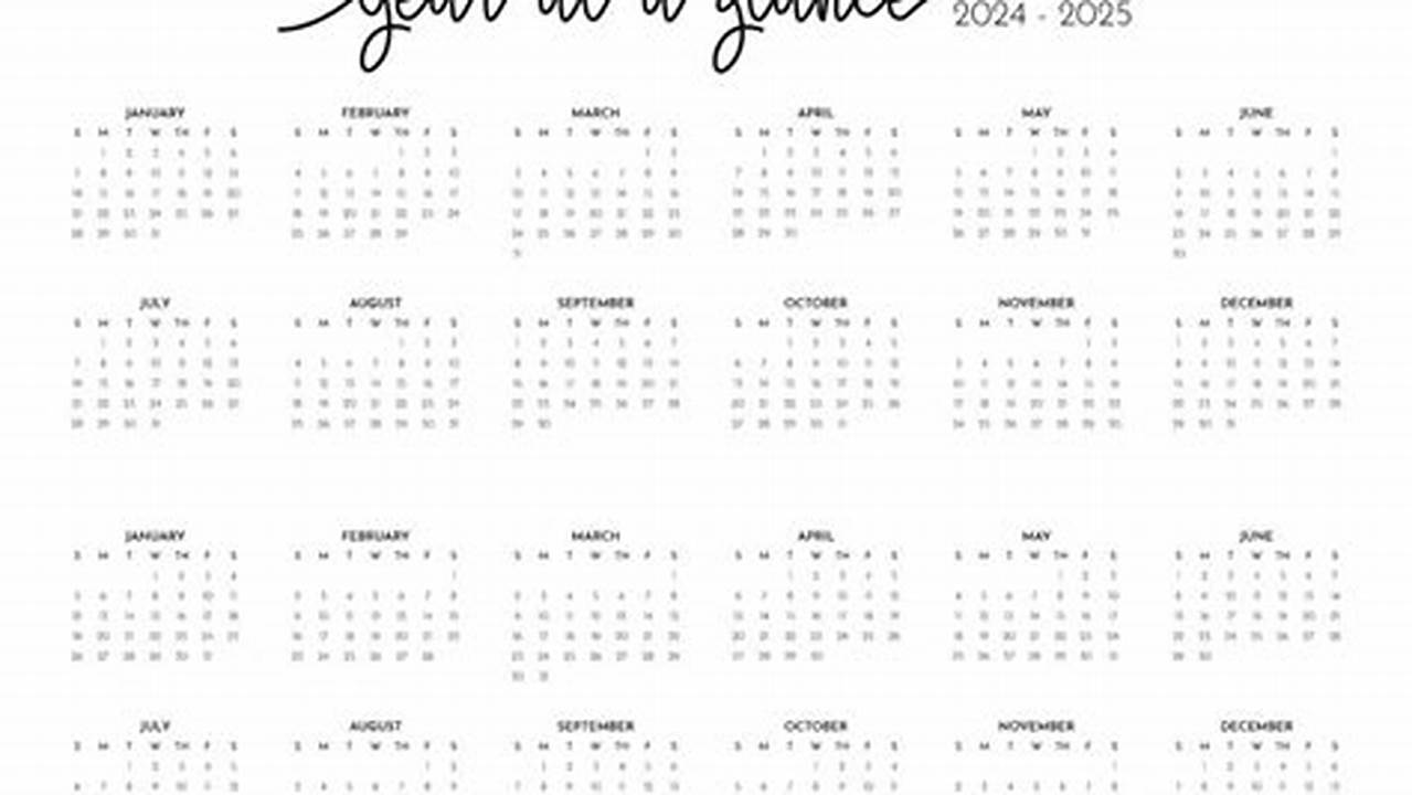 Year At A Glance Calendar 2024-2025