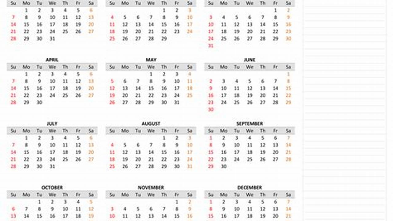 Yearly Overview 2024 Calendar