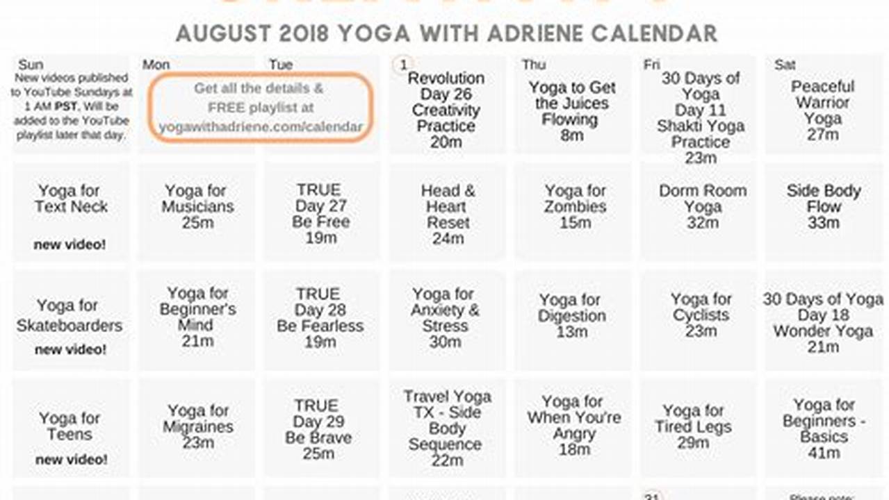 Yoga With Adriene March 2024 Schedule