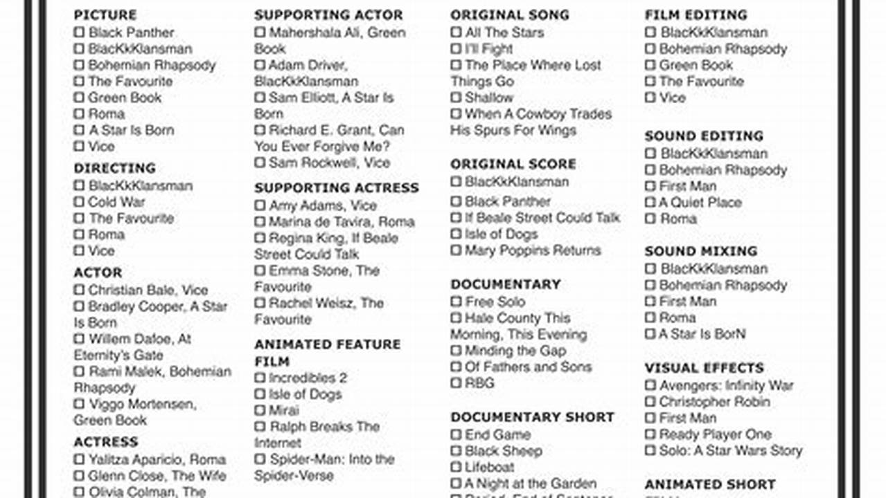 You Can Click Anywhere On Images Below To Download Your Free Printable 2024 Oscar Ballot Pdf!, 2024