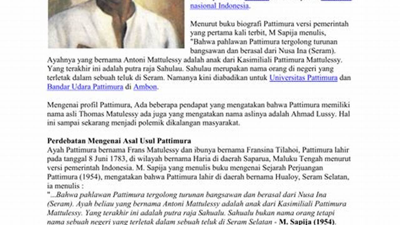 Selami Biografi Kapitan Pattimura: Temuan dan Wawasan yang Menggugah