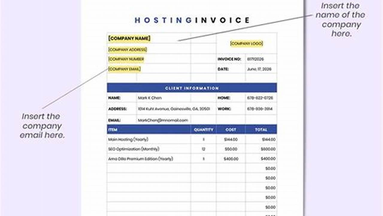 Dedicated Web Hosting Invoice Template