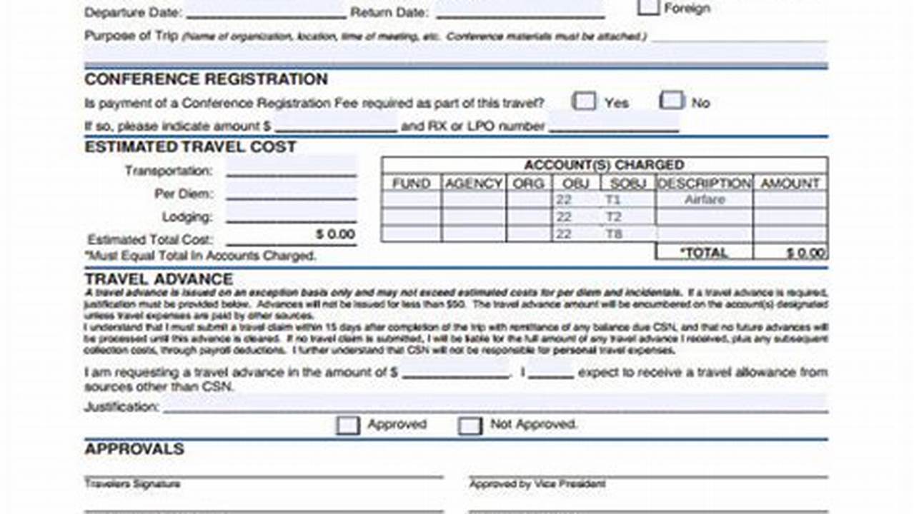 Employee Travel Information Forms