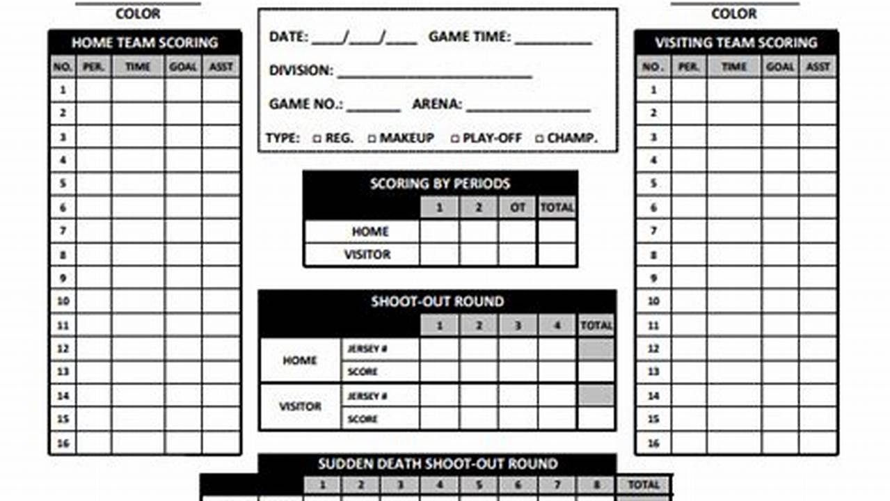 Hockey Score Sheet