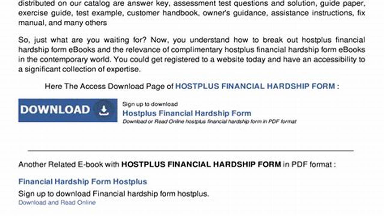 Hostplus Financial Hardship Form: A Guide for Eligibility and Application